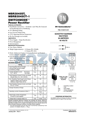 MBR3045STG datasheet - SWITCHMODE Power Rectifier