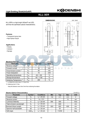 KLL-3ER datasheet - Light Emitting Diode(InGaAlP)