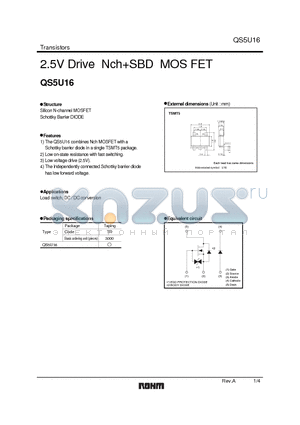 QS5U16_06 datasheet - 2.5V Drive NchSBD MOS FET