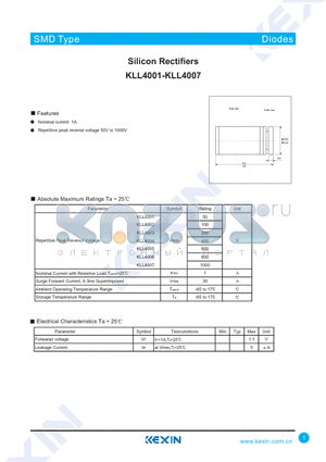 KLL4001 datasheet - Silicon Rectifiers