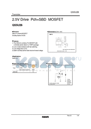 QS5U26 datasheet - 2.5V Drive PchSBD MOSFET