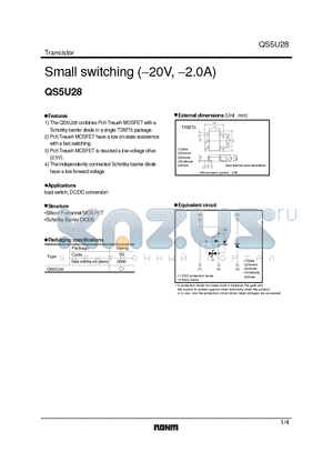 QS5U28 datasheet - Small switching (-20V, -2.0A)