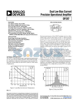 OP297 datasheet - Dual Low Bias Current Precision Operational Amplifier