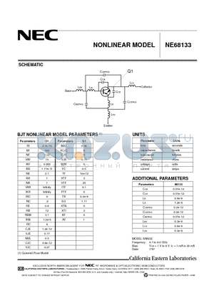 NE68133 datasheet - NONLINEAR MODEL