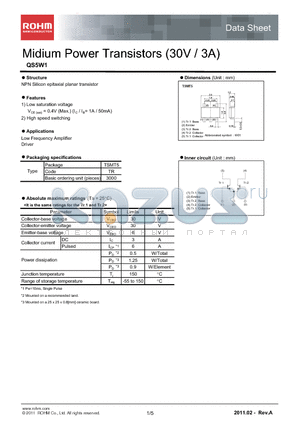 QS5W1 datasheet - Midium Power Transistors (30V / 3A)