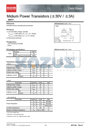 QS5Y1 datasheet - Midium Power Transistors (30V / 3A)