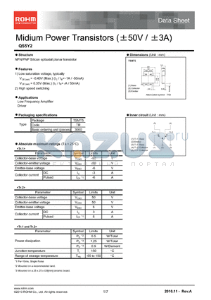 QS5Y2 datasheet - Midium Power Transistors (50V / 3A)