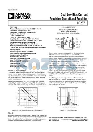 OP297EZ datasheet - Dual Low Bias Current Precision Operational Amplifier