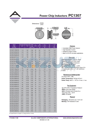 PC1307-121M-RC datasheet - Power Chip Inductors