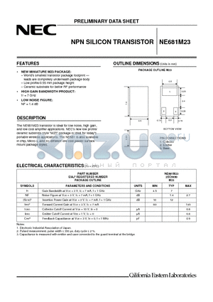 NE681M23 datasheet - NPN SILICON TRANSISTOR