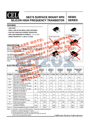 NE68519-T1-A datasheet - SURFACE MOUNT NPN SILICON HIGH FREQUENCY TRANSISTOR