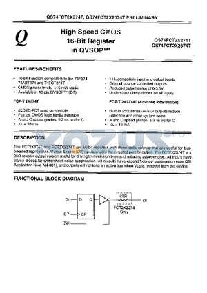 QS74FCT2X2374T datasheet - HIGH SPEED CMOS 16-BIT REGISTER IN QVSOP-TM