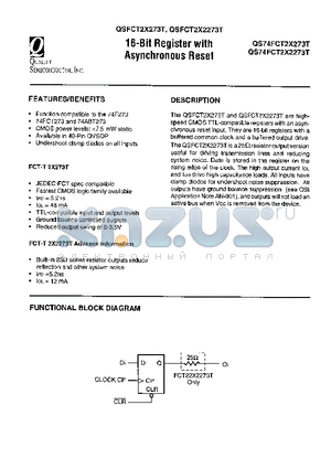 QS74FCT2X273T datasheet - 16-BIT REGISTER WITH ASYNCHRONOUS RESET