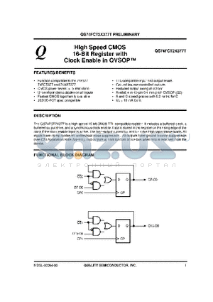 QS74FCT2X377T datasheet - HIGH SPEED CMOS 16-BIT REGISTER WITH CLOCK ENABLE IN QVSOP-TM