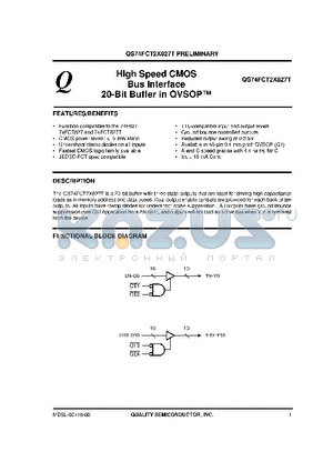 QS74FCT2X827T datasheet - HIGH SPEED CMOS BUS INTERFACE 20-BIT BUFFER IN QVSOP-TM