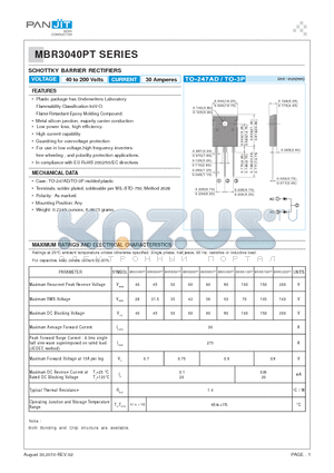 MBR3080PT datasheet - SCHOTTKY BARRIER RECTIFIERS