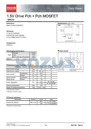 QS8J12 datasheet - 1.5V Drive Pch  Pch MOSFET