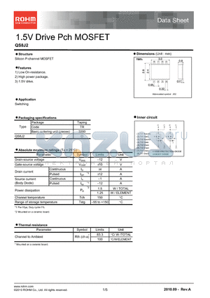 QS8J2 datasheet - 1.5V Drive Pch MOSFET