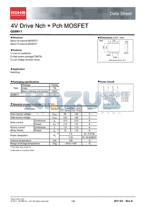 QS8M11 datasheet - 4V Drive Nch  Pch MOSFET