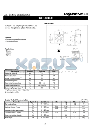 KLP-32R datasheet - Light Emitting Diode(GaAlAs)