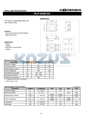 KLP-343W datasheet - White Light Emitting Diode