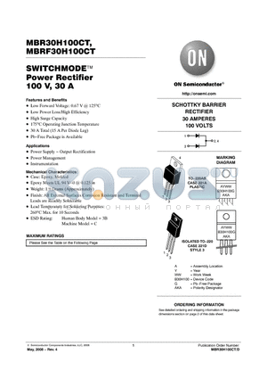 MBR30H100CT_08 datasheet - SWITCHMODE Power Rectifier