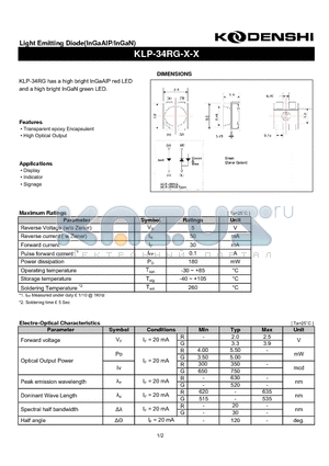 KLP-34RG datasheet - Light Emitting Diode(InGaAlP/InGaN)