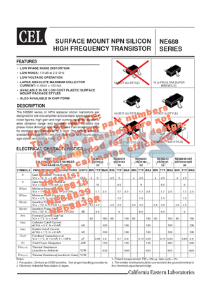 NE68819-T1 datasheet - SURFACE MOUNT NPN SILICON HIGH FREQUENCY TRANSISTOR