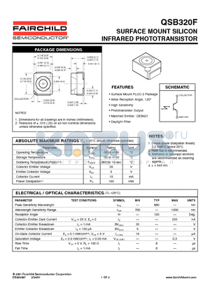 QSB320F datasheet - SURFACE MOUNT SILICON INFRARED PHOTOTRANSISTOR