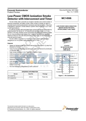 PC14568P/R2 datasheet - Low-Power CMOS Ionization Smoke Detector with Interconnect and Timer