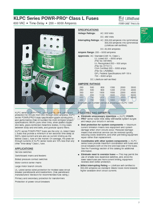 KLPC datasheet - KLPC Series POWR-PRO Class L Fuses