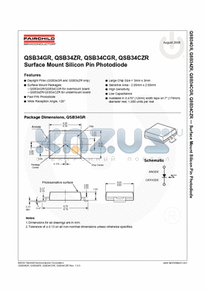 QSB34CZR datasheet - Surface Mount Silicon Pin Photodiode