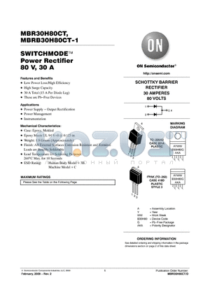 MBR30H80CT datasheet - SWITCHMODE Power Rectifier 80 V, 30 A