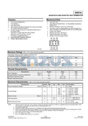 QSBT40-7-F datasheet - QUAD DATA LINE SCHOTTKY BUS TERMINATOR