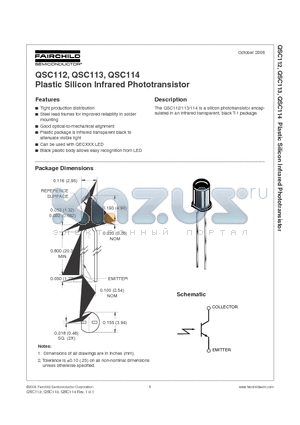 QSC112 datasheet - Plastic Silicon Infrared Phototransistor