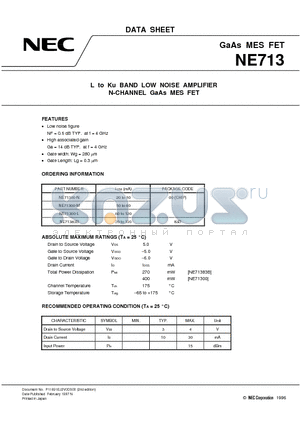 NE71300-M datasheet - L to Ku BAND LOW NOISE AMPLIFIER N-CHANNEL GaAs MES FET