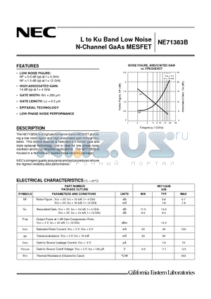 NE71383B datasheet - L to Ku Band Low Noise N-Channel GaAs MESFET