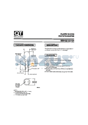 QSD122 datasheet - PLASTIC SILICON PHOTOTRANSISTOR