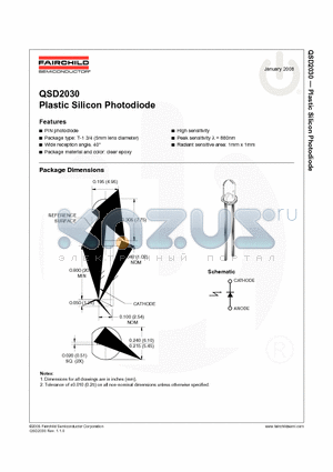 QSD2030 datasheet - Plastic Silicon Photodiode