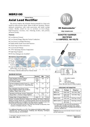 MBR3100G datasheet - Axial Lead Rectifier