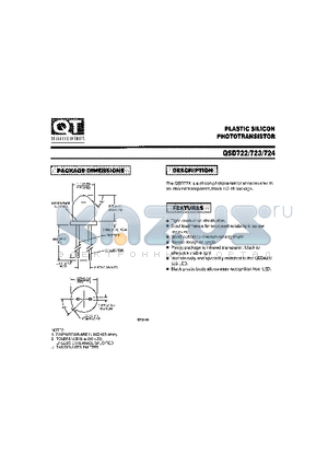 QSD722 datasheet - PLASTIC SILICON PHOTOTRANSISTOR