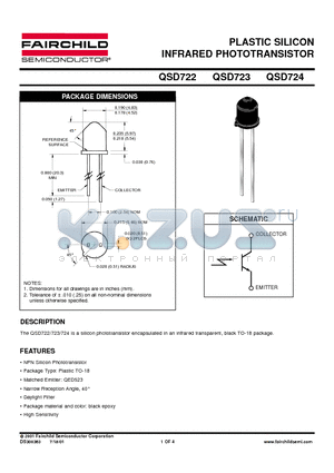 QSD722 datasheet - PLASTIC SILICON INFRARED PHOTOTRANSISTOR