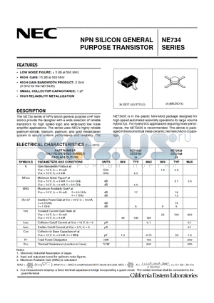 NE734 datasheet - NPN SILICON GENERAL PURPOSE TRANSISTOR