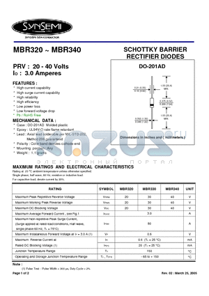 MBR330 datasheet - SCHOTTKY BARRIER RECTIFIER DIODES