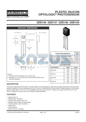 QSE156 datasheet - PLASTIC SILICON OPTOLOGIC PHOTOSENSOR