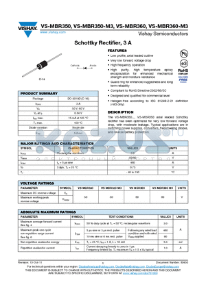 MBR350 datasheet - Schottky Rectifier, 3 A