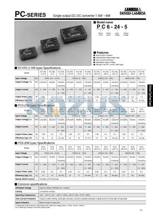 PC1R5-12-12 datasheet - Single output DC-DC converter 1.5W ~ 6W