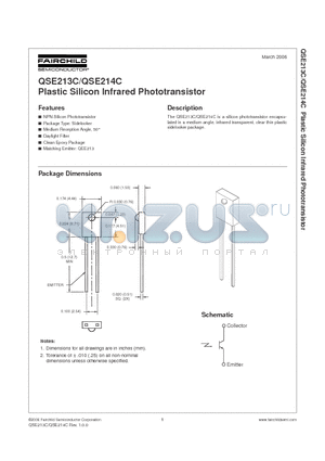 QSE214C datasheet - Plastic Silicon Infrared Phototransistor