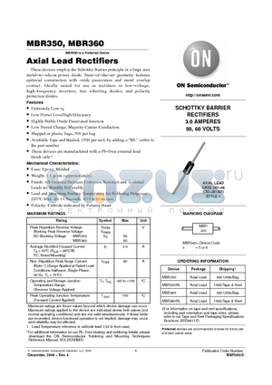MBR350RL datasheet - Axial Lead Rectifiers