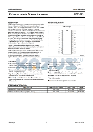 NE83Q93N datasheet - Enhanced coaxial Ethernet transceiver